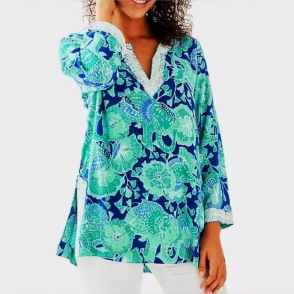 Lilly Pulitzer Renato Sequin Tunic Top in Mint To Be Print XS